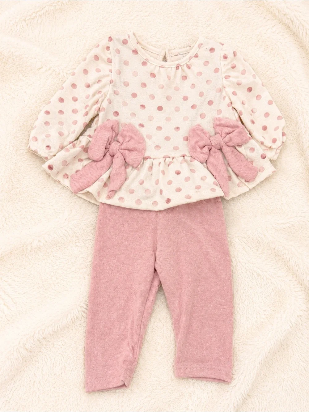 Rare Editions Girls Pink Polka Dot Top and Legging Set